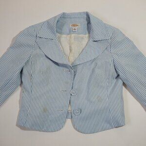 Talbots Petites Size 10 Blue Striped Blazer Stained Pre-Owned